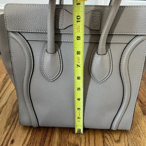 CELINE Gray Leather Drummed Grained Mini Luggage Tote Bag - Picture 8 of 11